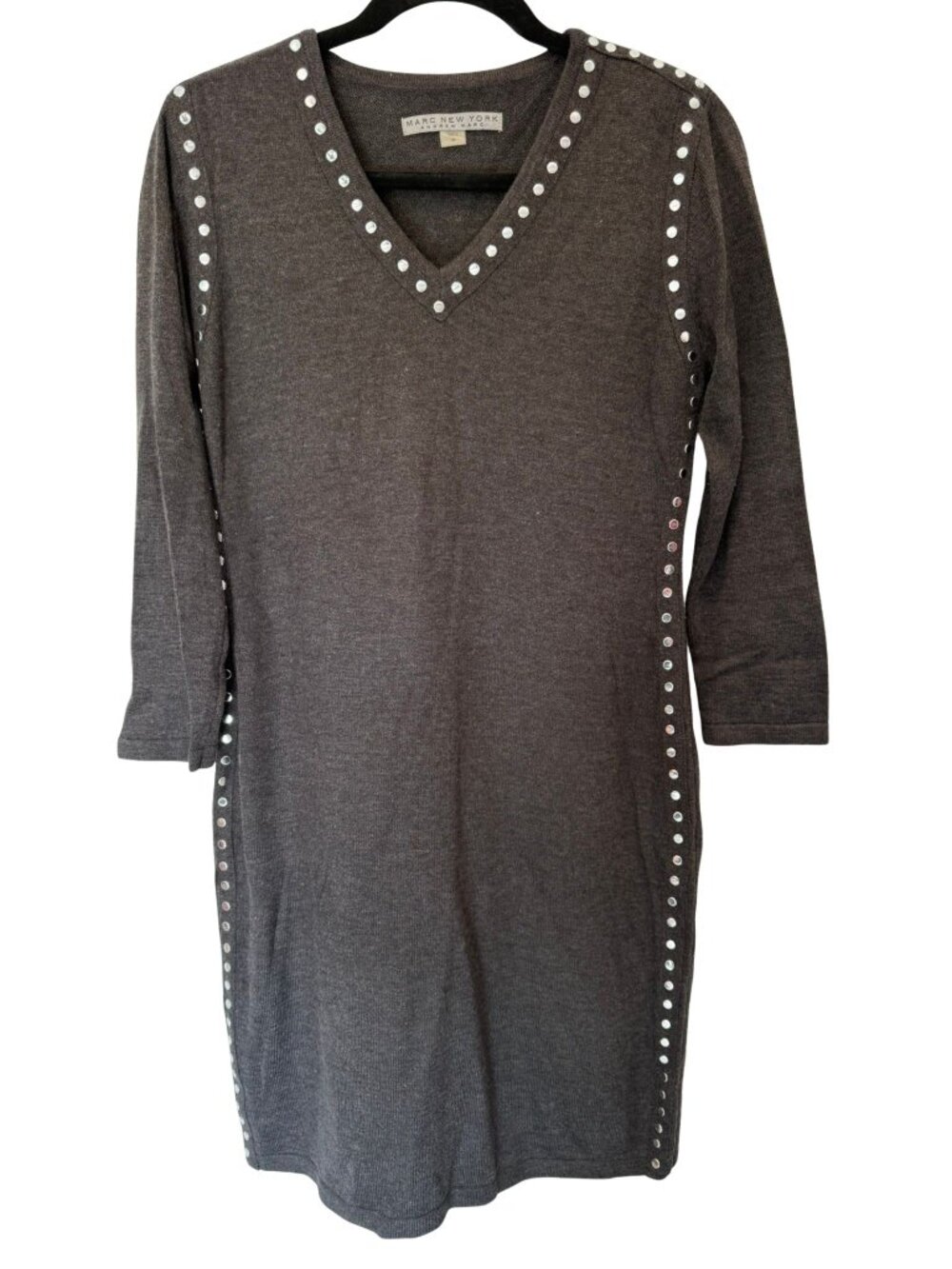 Marc New York Y2K Studded Gray Knit Sweater Dress M